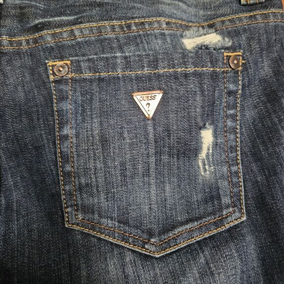 Guess Distressed Denim Stretch Capris Size 31 Medium Blue Jeans Women’s - Picture 5 of 10